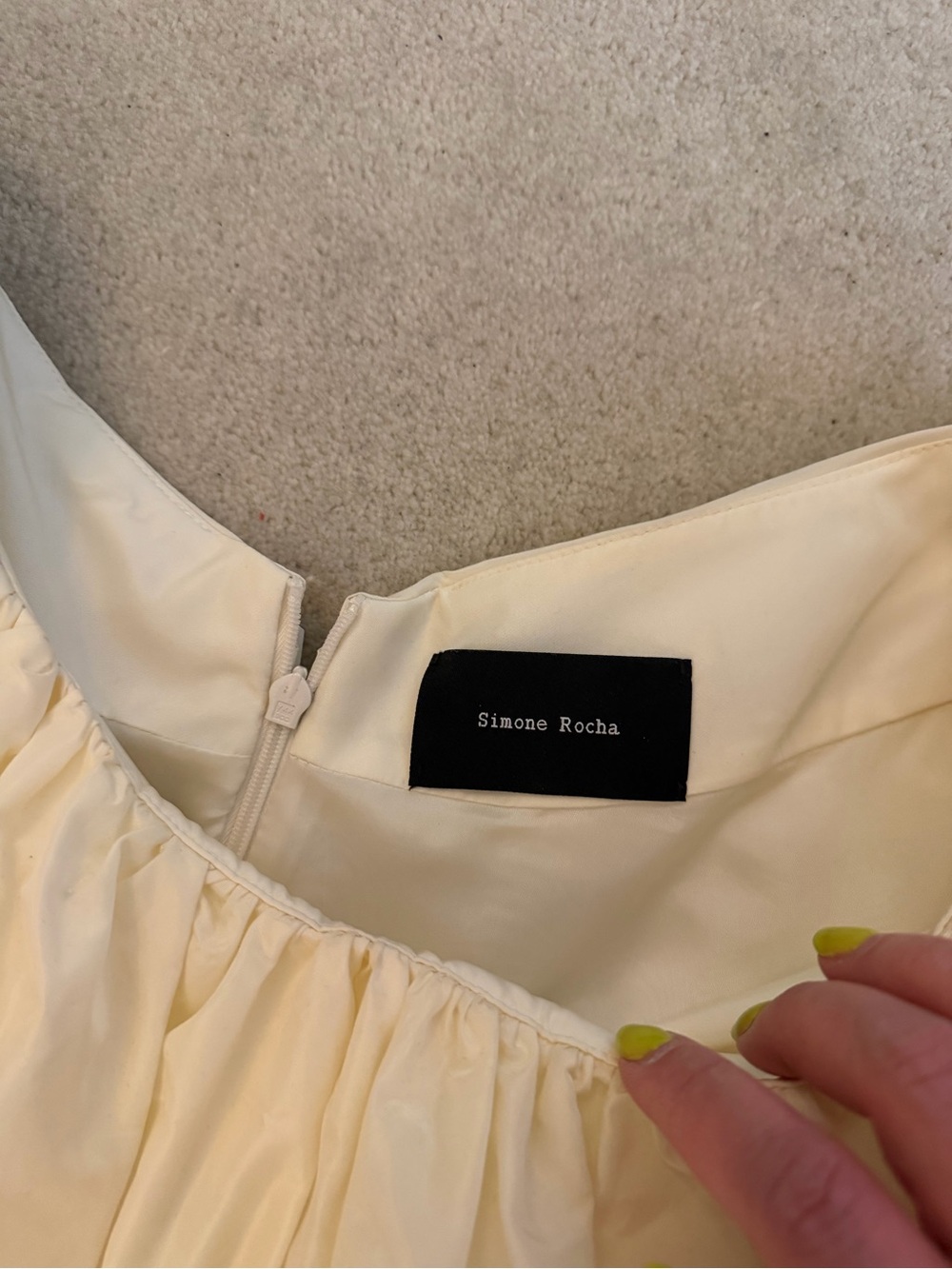 Simone Rocha Cream Gathered Dress with Delicate Ruching - Picture 3 of 5